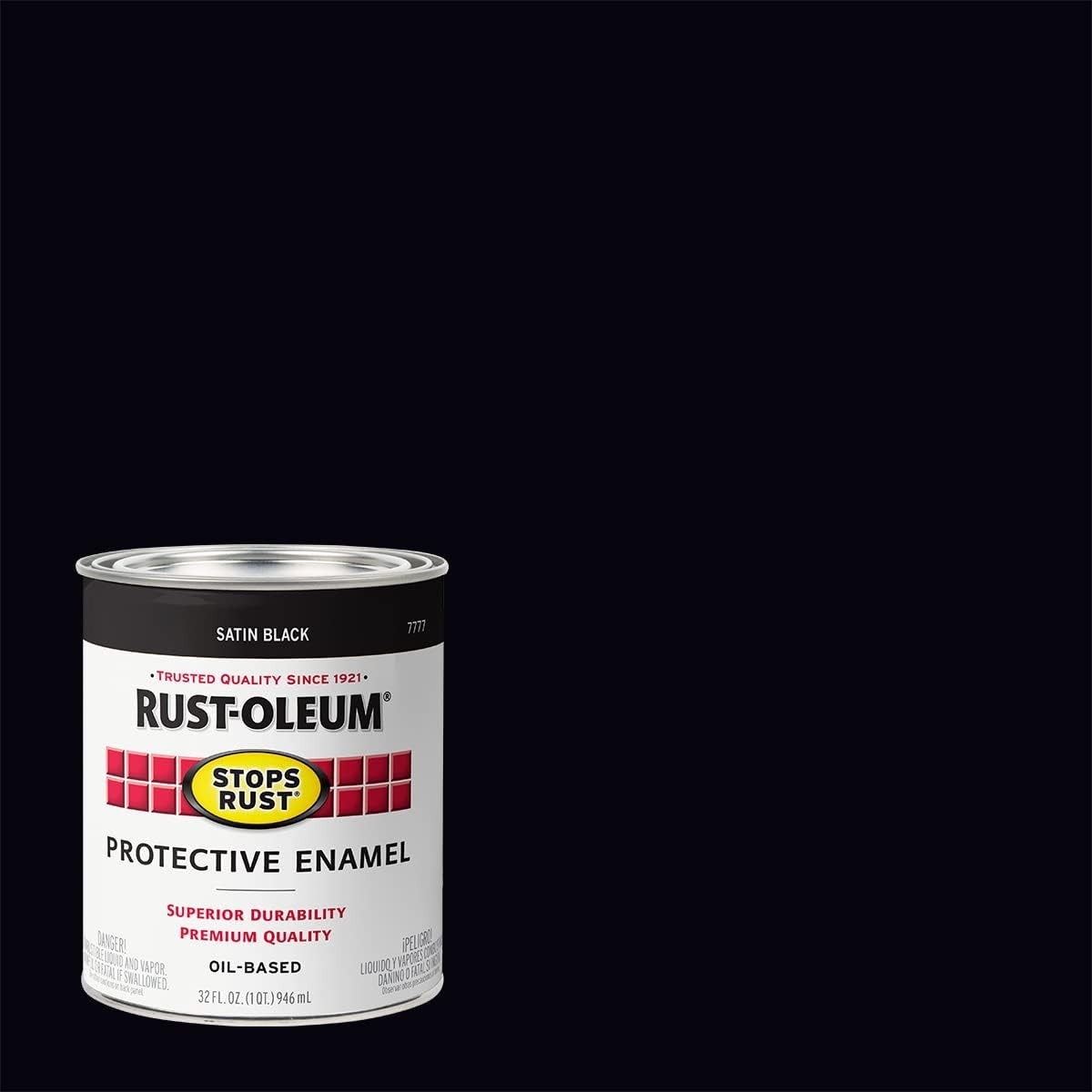 Rust-Oleum 7777502 Stops Rust Brush on Paint, Quart, Satin Black