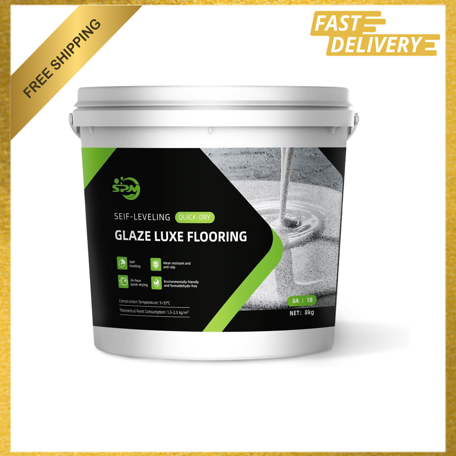 Epoxy Floor Paint High Gloss Marble Effect Quick Dry Wear Resistant Anti Slip