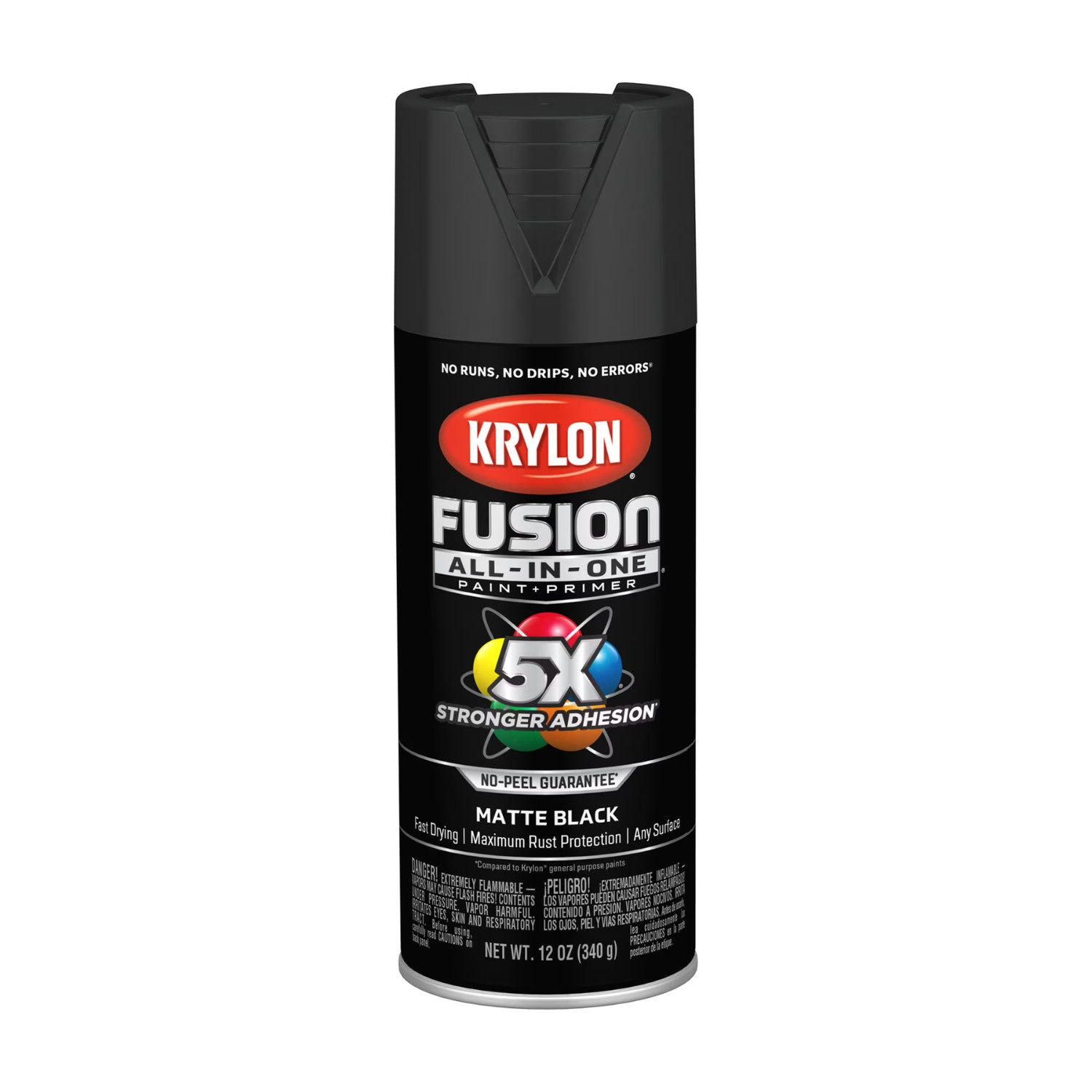 Krylon Fusion All-In-One Black Matte Spray Paint 12oz 6 Pack K02754007
