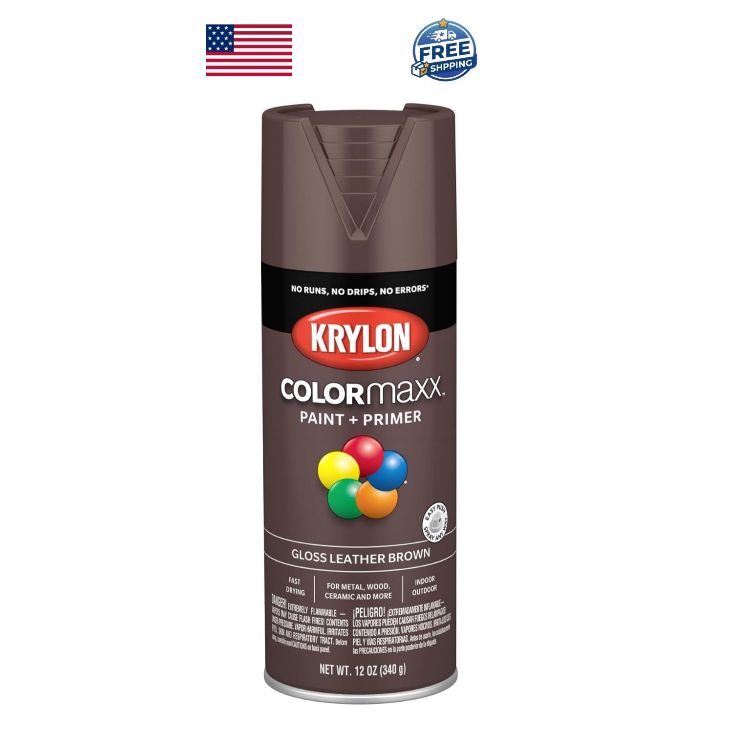 Krylon COLORmaxx 12oz Gloss Leather Brown Spray Paint & Primer – Rust Resistant