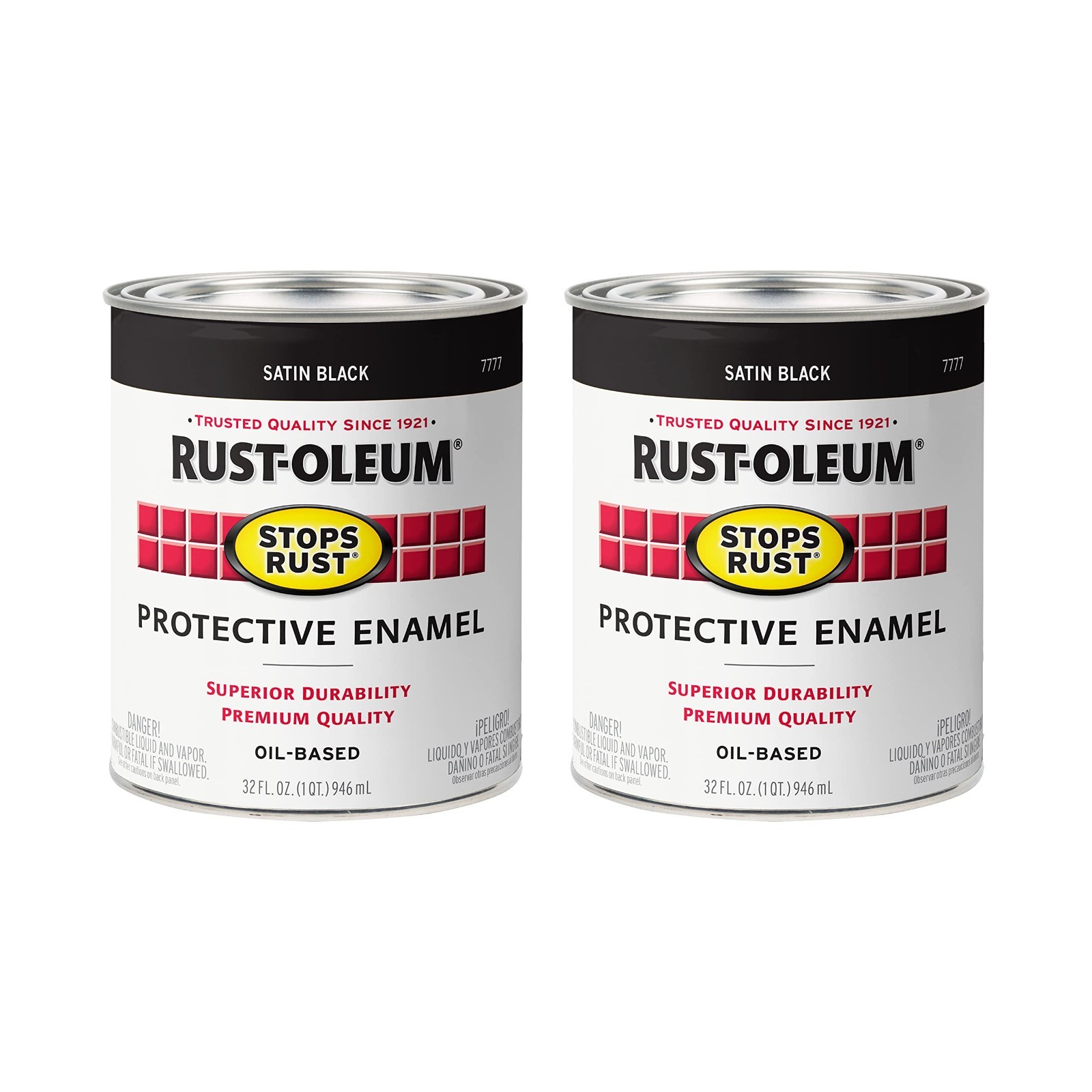 7777502-2PK Stops Rust Brush on Paint, 1 Quarts (Pack of 2), Satin Black