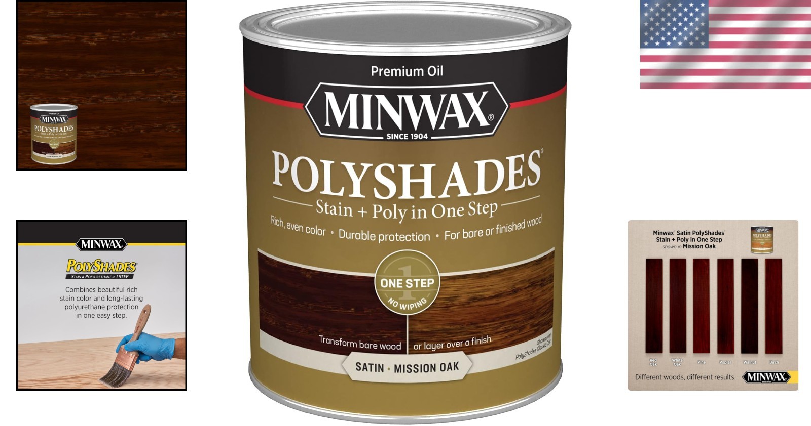 PolyShades 1 Quart Wood Stain + Polyurethane – Rich Mission Oak Satin Finish