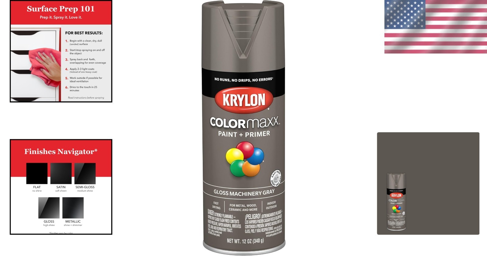 Fast-Drying Rust-Resistant Gloss Machinery Gray Spray Paint – 25 Sq Ft Coverage