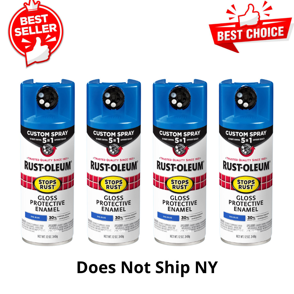 Rust-Oleum Stops Rust Custom 5-in-1 Gloss Spray Paint, Sail Blue, 12 oz, 4 Pack