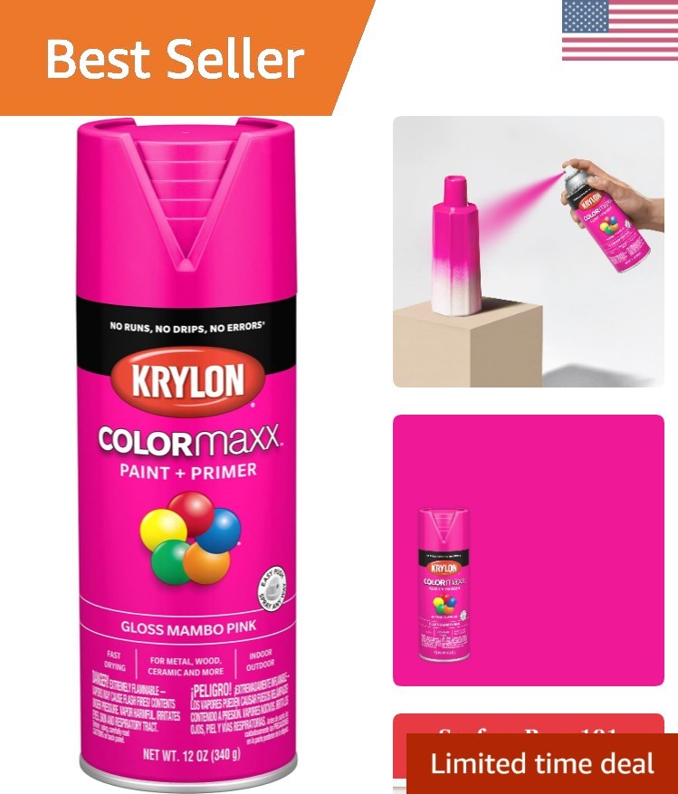 K0007 COLORmaxx Spray Paint and Primer for Indoor/Outdoor Use, Gloss Mambo Pi…