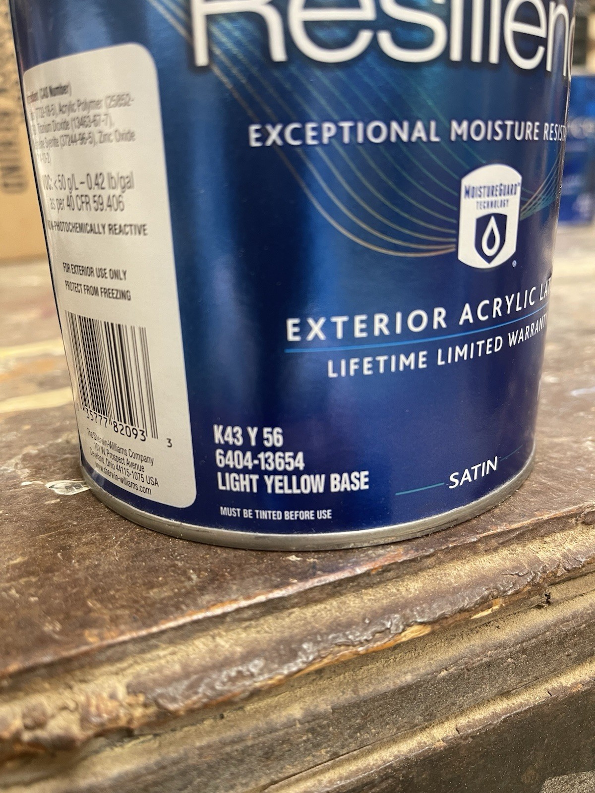 1 Qt Resilience Sherwin Williams Exterior Acrylic Latex Paint/Light Yellow Base