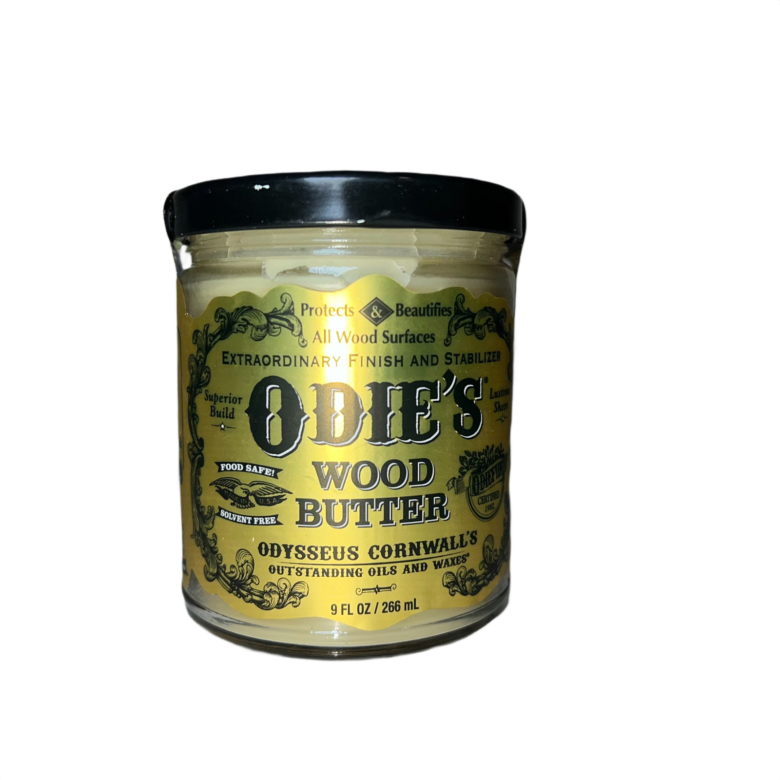Odie’s Wood Butter 9 oz Glass Jar – Food-Safe Finishing & Protection Wax NWT