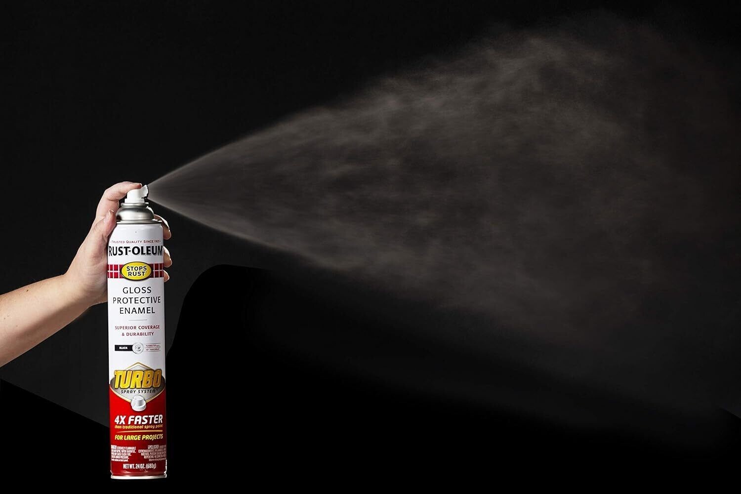 Rust-Oleum Stops Rust Turbo Spray Paint, 24 Oz, Gloss Black, 6 Pack – Quick Dry
