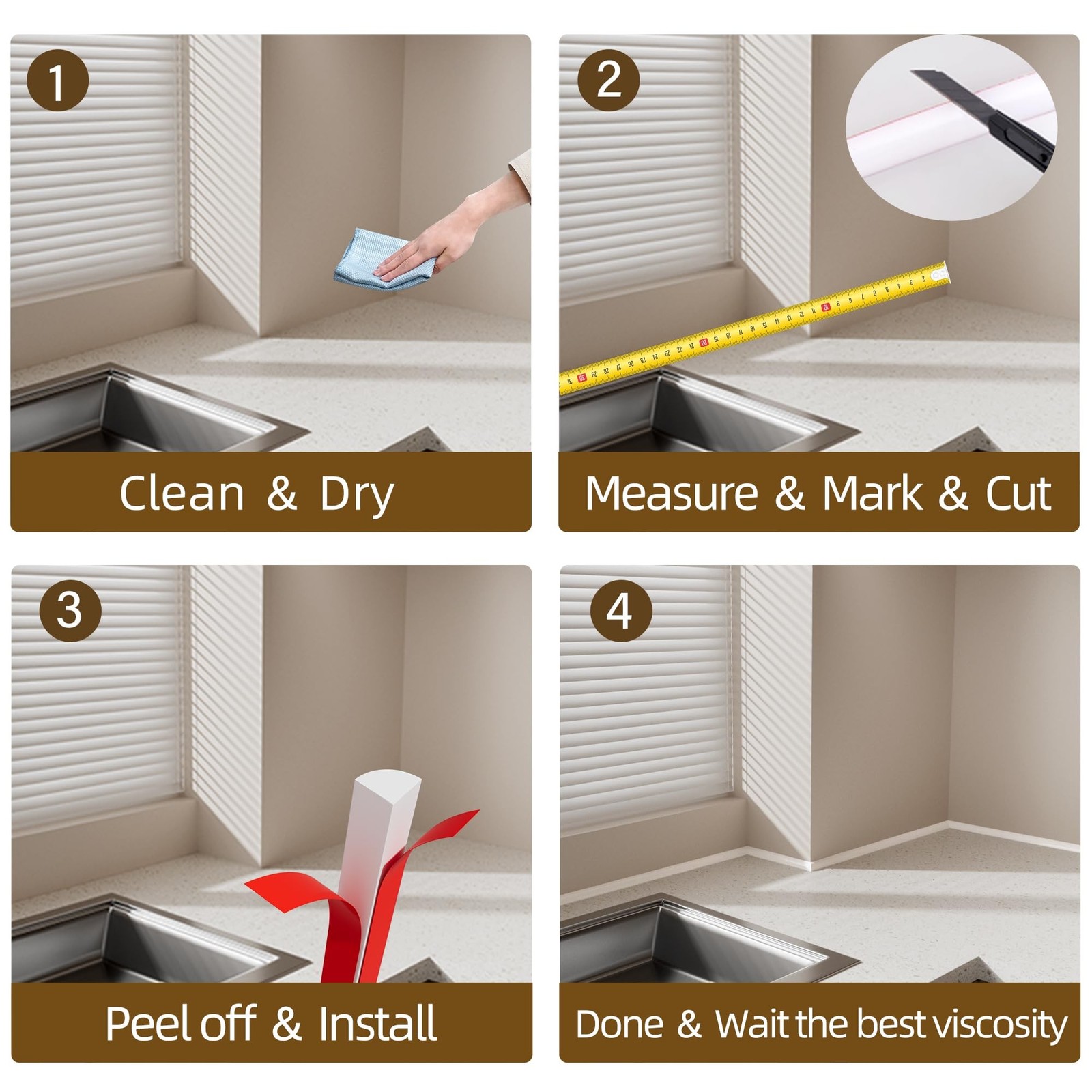 Flexible Quarter Round Molding, Wall Trim Peel and Stick, Bendable Rubber Edg…