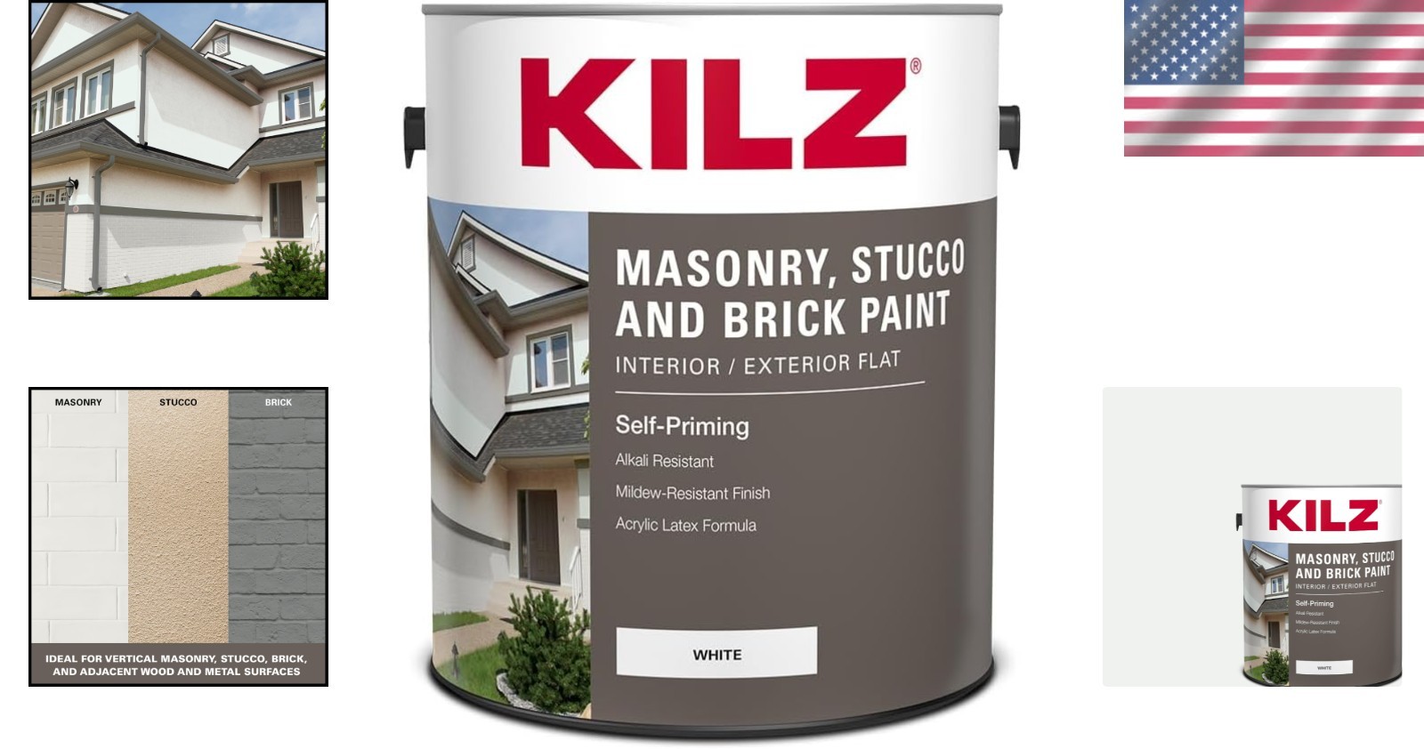Paint 1 Gallon Masonry Stucco Brick Flat Water-Resistant Exterior Interior