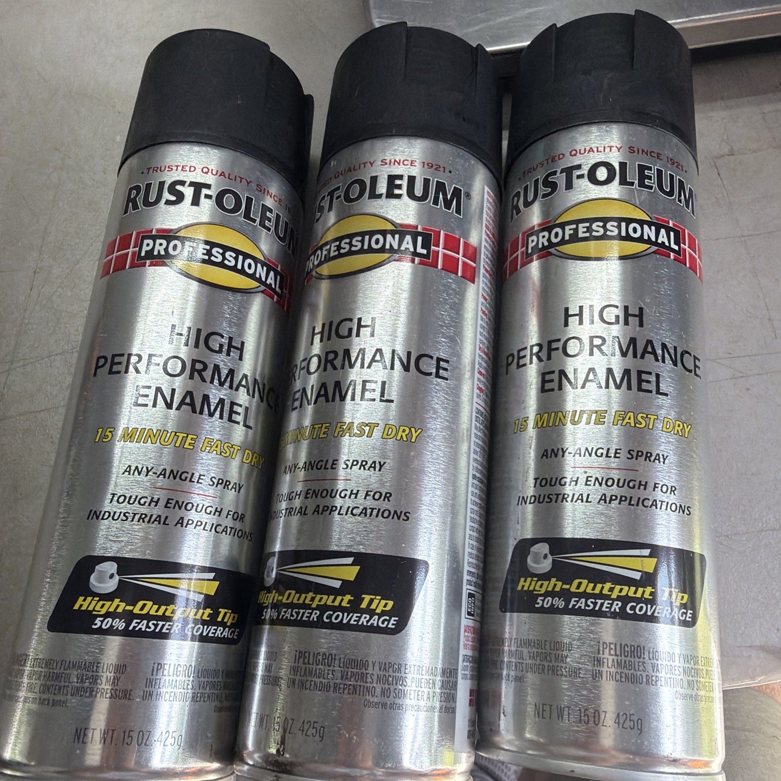 3x Rust-Oleum 7578838 Rust Preventative Spray Paint, Black, Flat, Solvent, 15 Oz