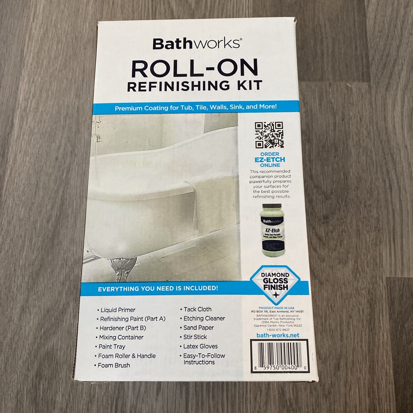 Bathworks Roll-On Refinishing Kit Diamond Gloss Finish White New