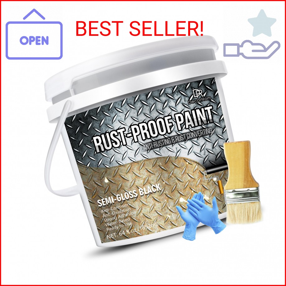 2 in 1 Rust Converter & Metal Primer – 64oz Black Rust Reformer Paint for Metal,