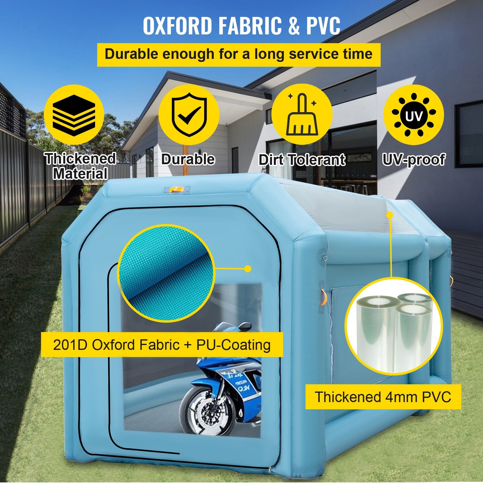 Portable Inflatable Paint Booth, 13x8x8ft Spray Tent with Air Filter & 2 Blowers