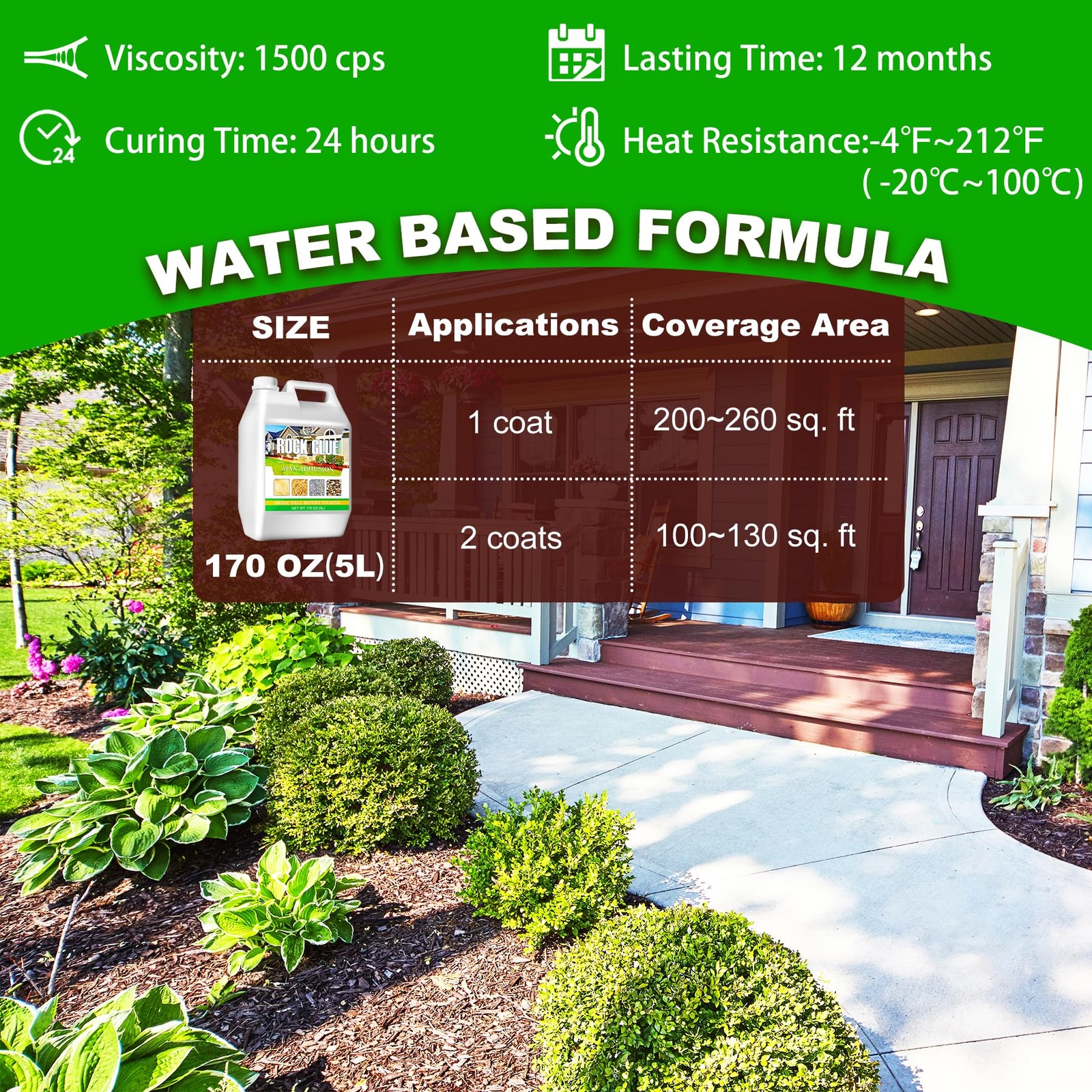 Mulch Glue for Landscaping with Sprayer, 1.3 Gallon Rock Glue, Transparent