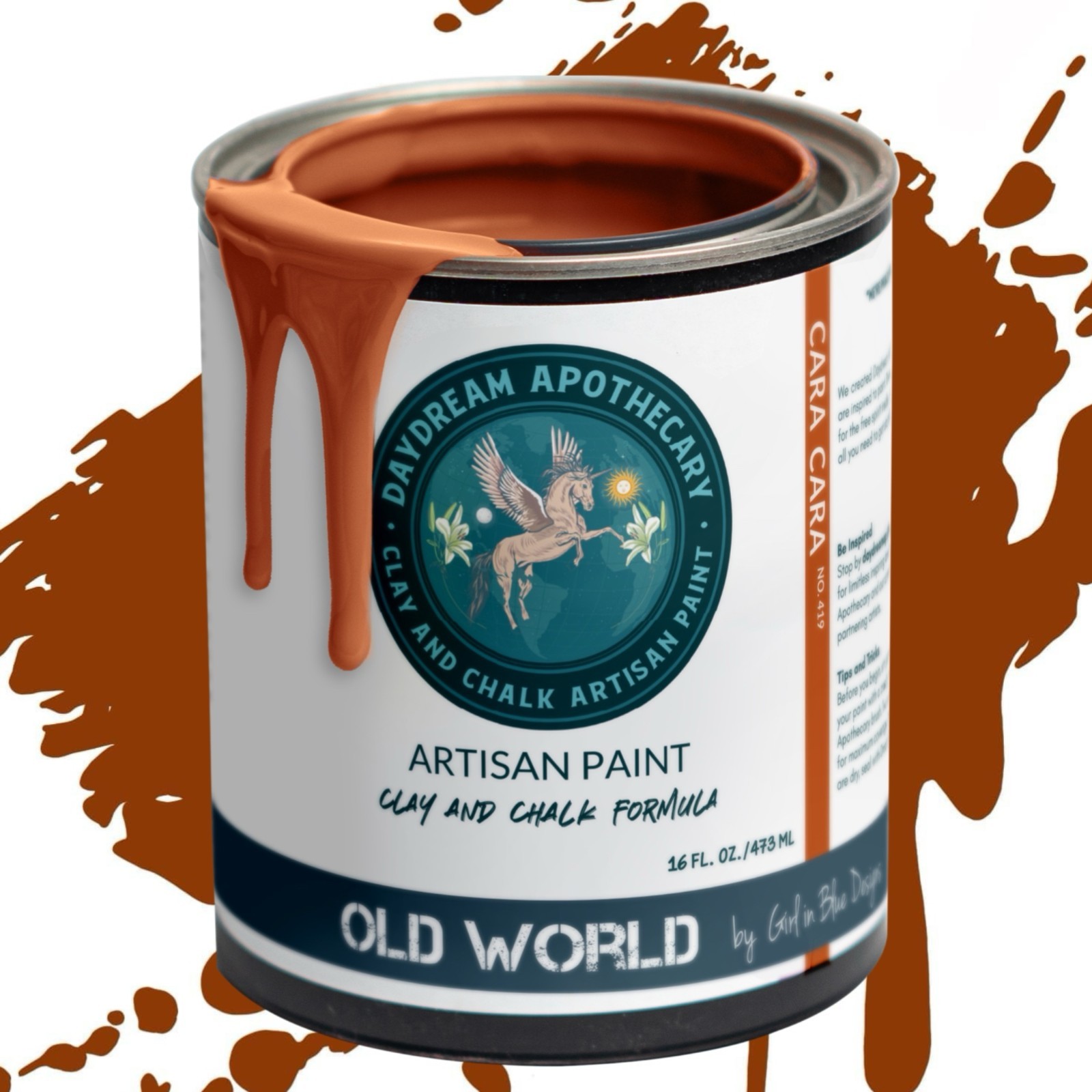 Burnt Orange,Brown Orange , Copper Brown Clay and Chalk Paint Cara Cara 8 ounce