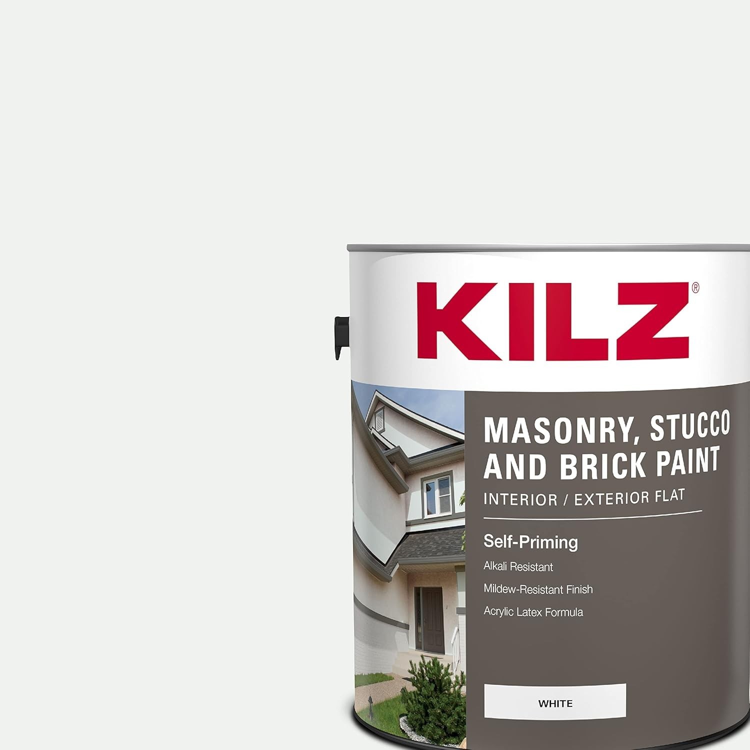 Self-Priming Masonry, Stucco and Brick Paint, Interior/Exterior, Flat, White,…