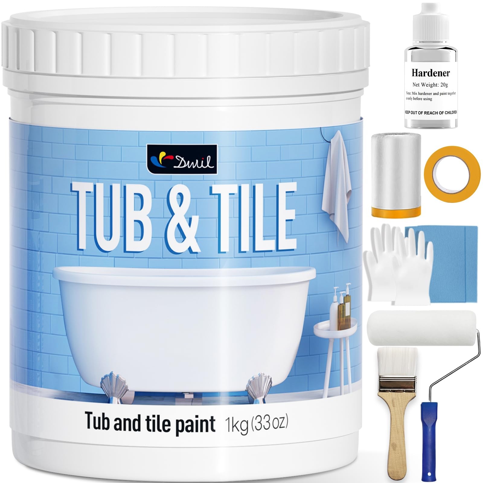 Tub and Tile Refinishing Kit, Quick-Dry Tile Paint for Wall & Floor, Sink Bat…