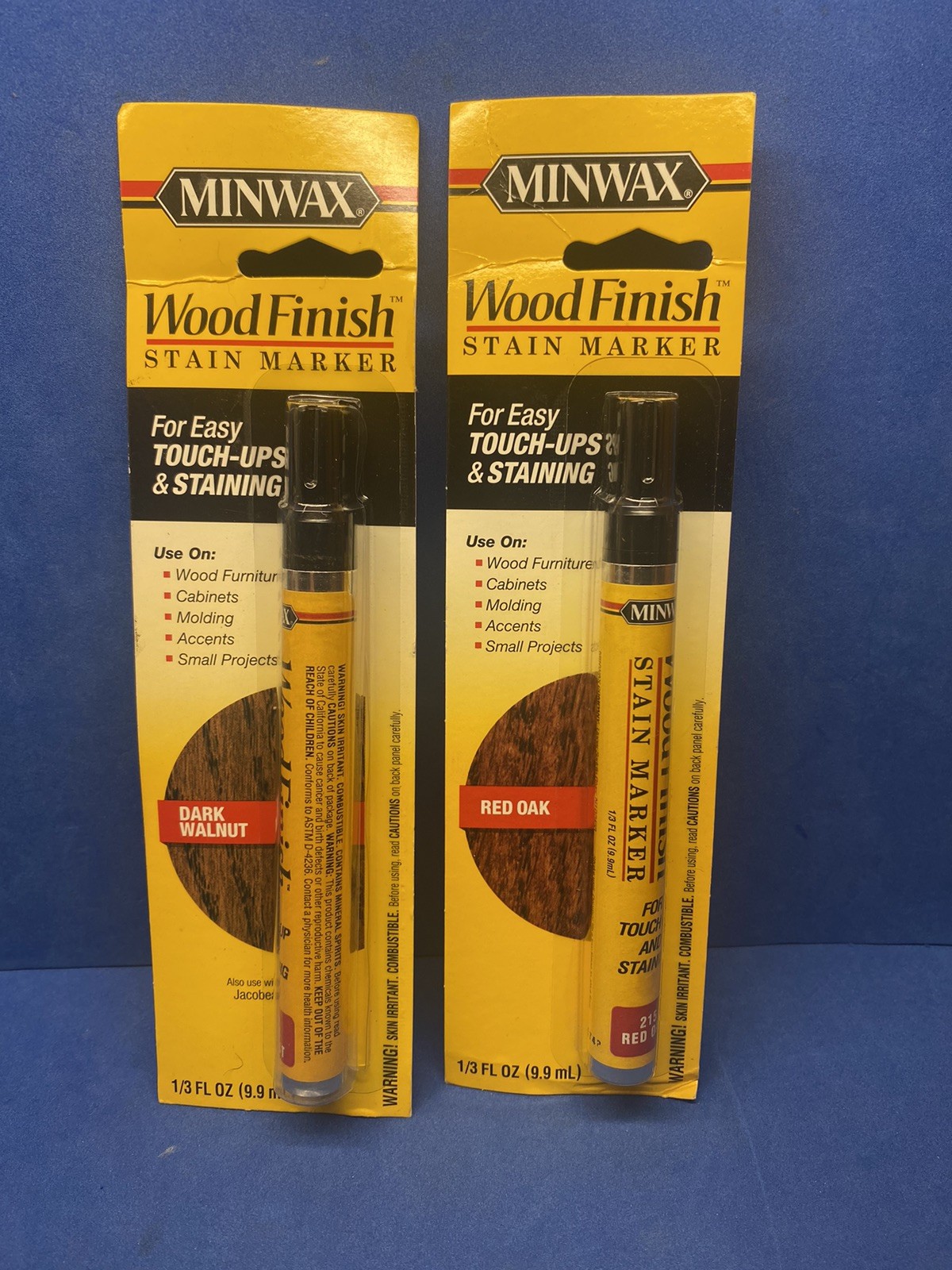 Minwax Wood Finish Stain Markers (lot 2) -Touch Up & Staining (Red Oak & Walnut)