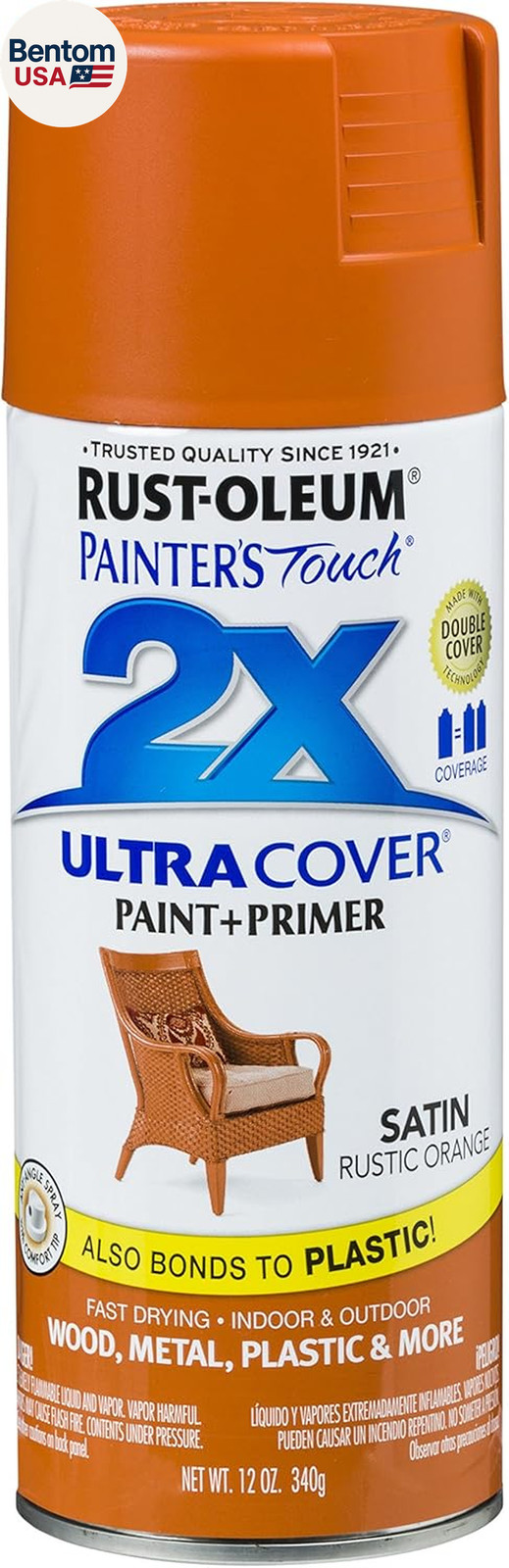 314753 Painter’S Touch 2X Ultra Cover Spray Paint, 12 Oz, Satin Rustic Orange