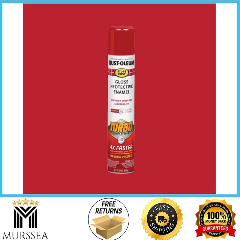 Rust-Oleum 393375 Stops Rust Turbo Gloss Spray Paint Sunrise Red 24 oz