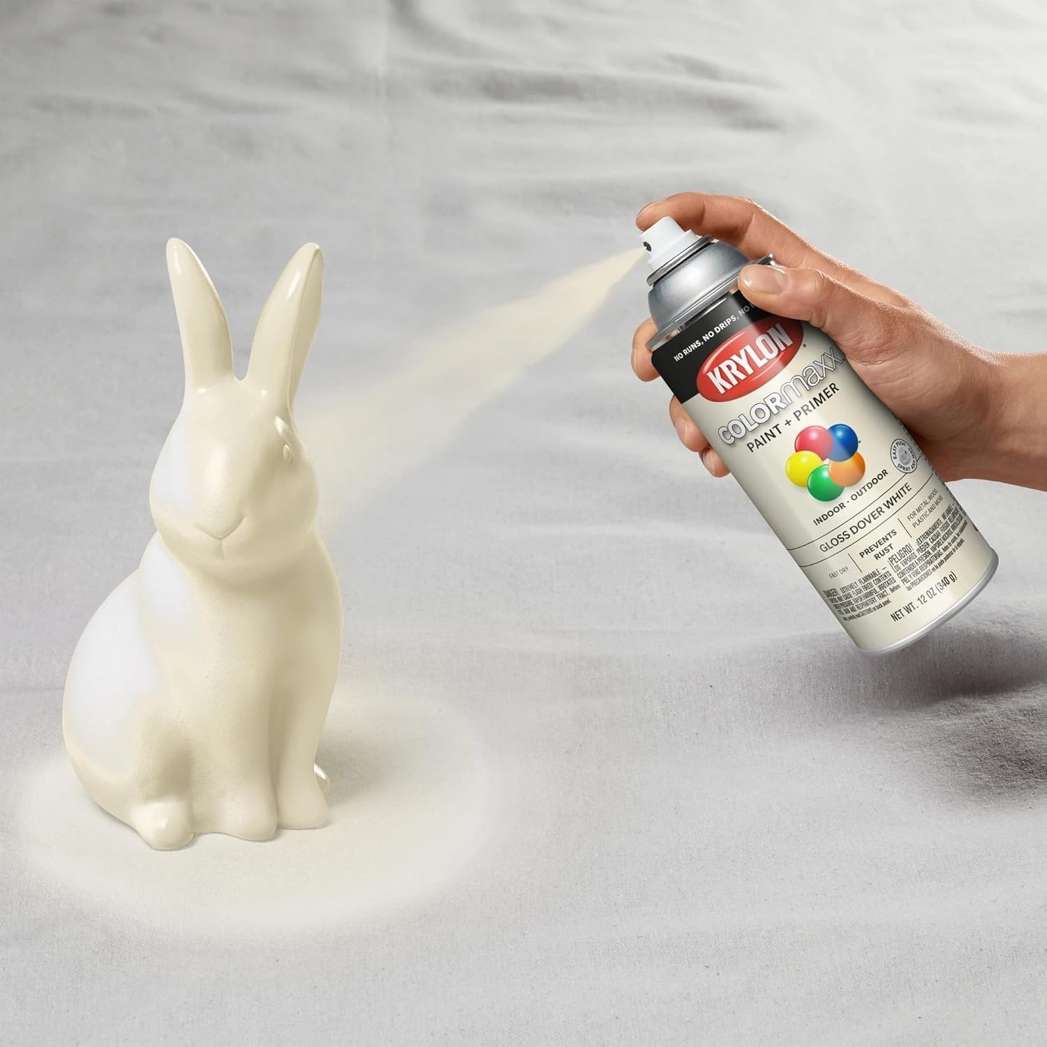 COLORmaxx Gloss Dover White Spray Paint & Primer, 12oz – Fast-Drying & Durable
