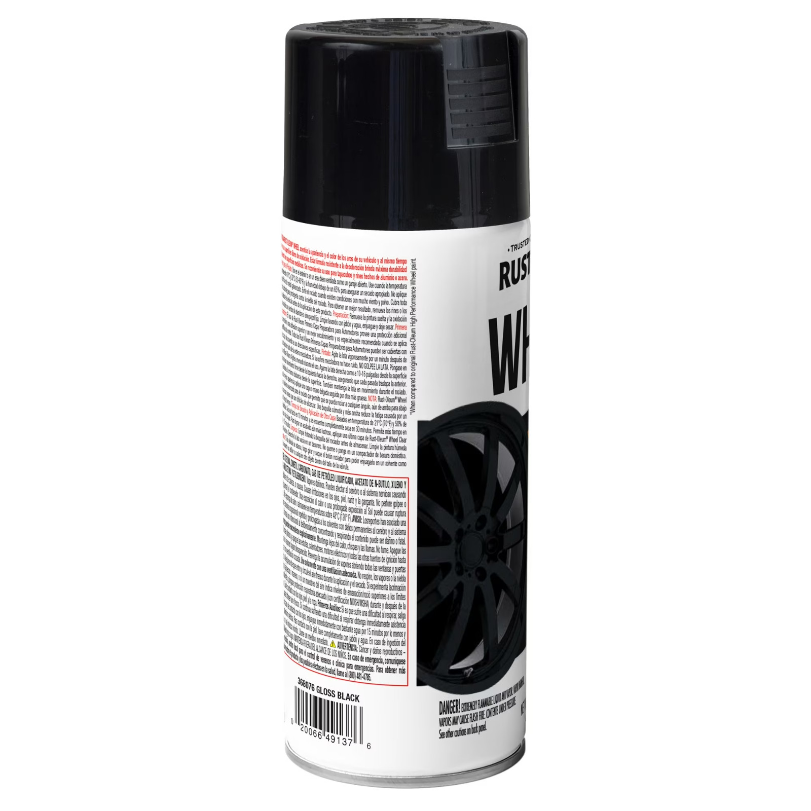 6 Pack, Black, Rust-Oleum Automotive Wheel 3X Gloss Spray Paint-368076, 11 oz