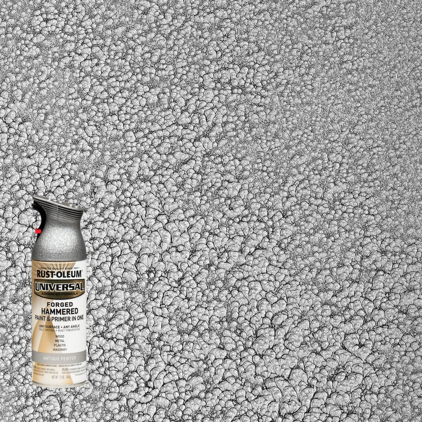 (3 Pack) Rust-Oleum Universal Hammered Paint & Primer Antique Pewter 271481 12oz