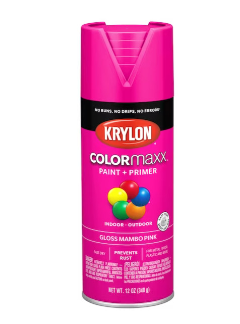 Krylon Spray Paint &Primer Gloss 12oz, In/Outdoors – Mambo Pink FREE SHIPPING