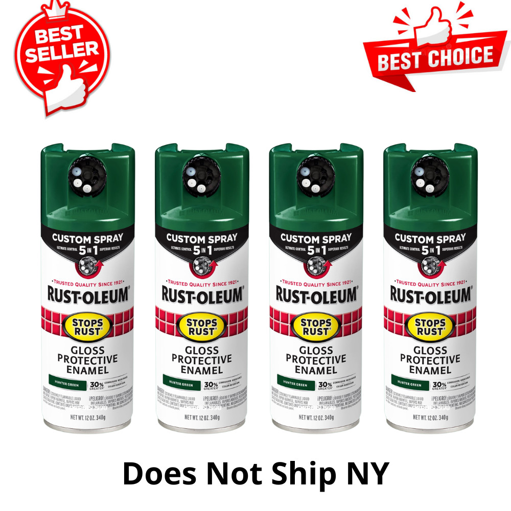 Rust-Oleum Stops Rust 5-in-1 Custom Spray Paint, Gloss Hunter Green 12oz, 4 Pack