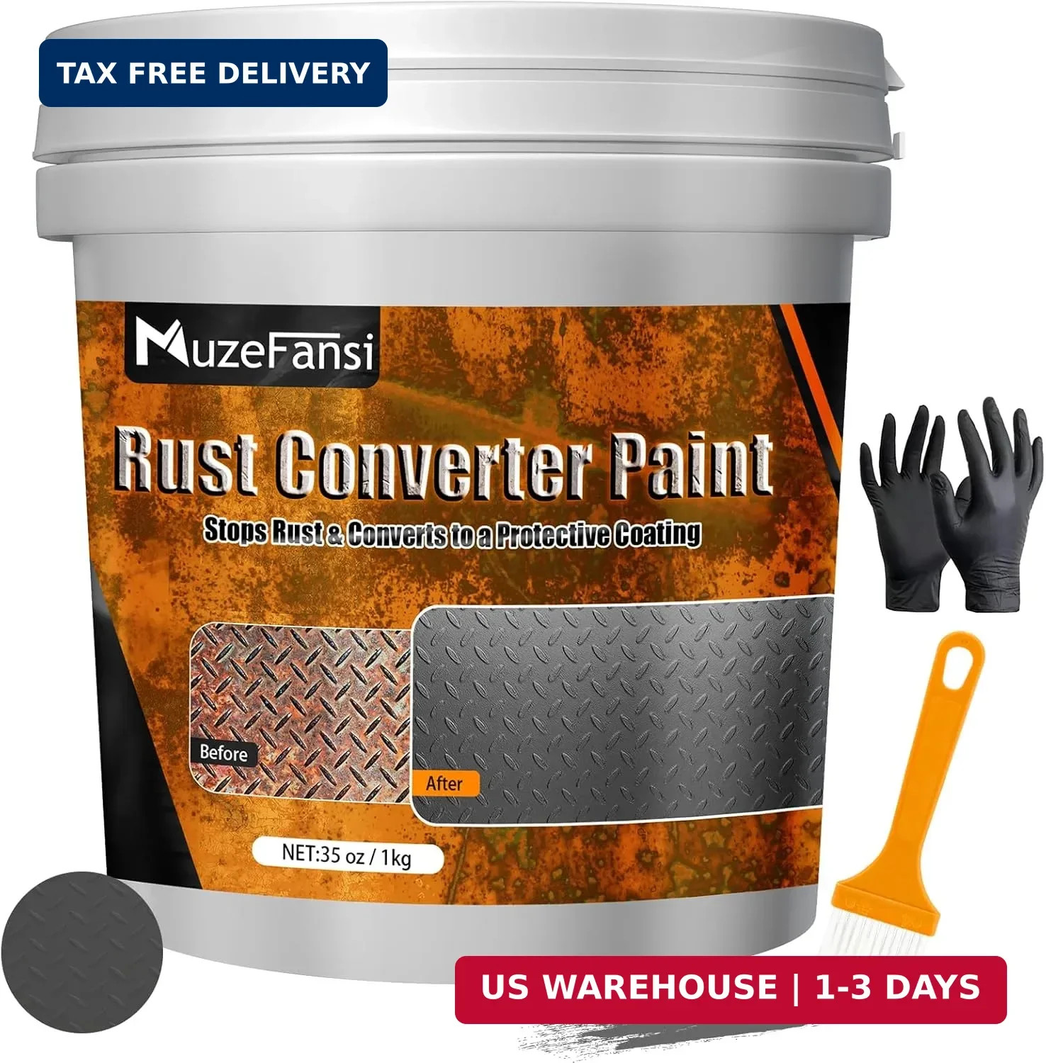 Rust Converter Paint Gray 35oz – 2-in-1 Rust Proof Paint & Metal Primer, Anti Ru