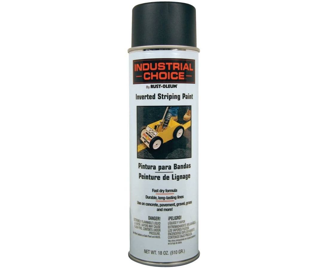 INDUSTRIAL CHOICE Inverted Striping Paint, Flat/Matte, Black, 18 oz, Aerosol Can