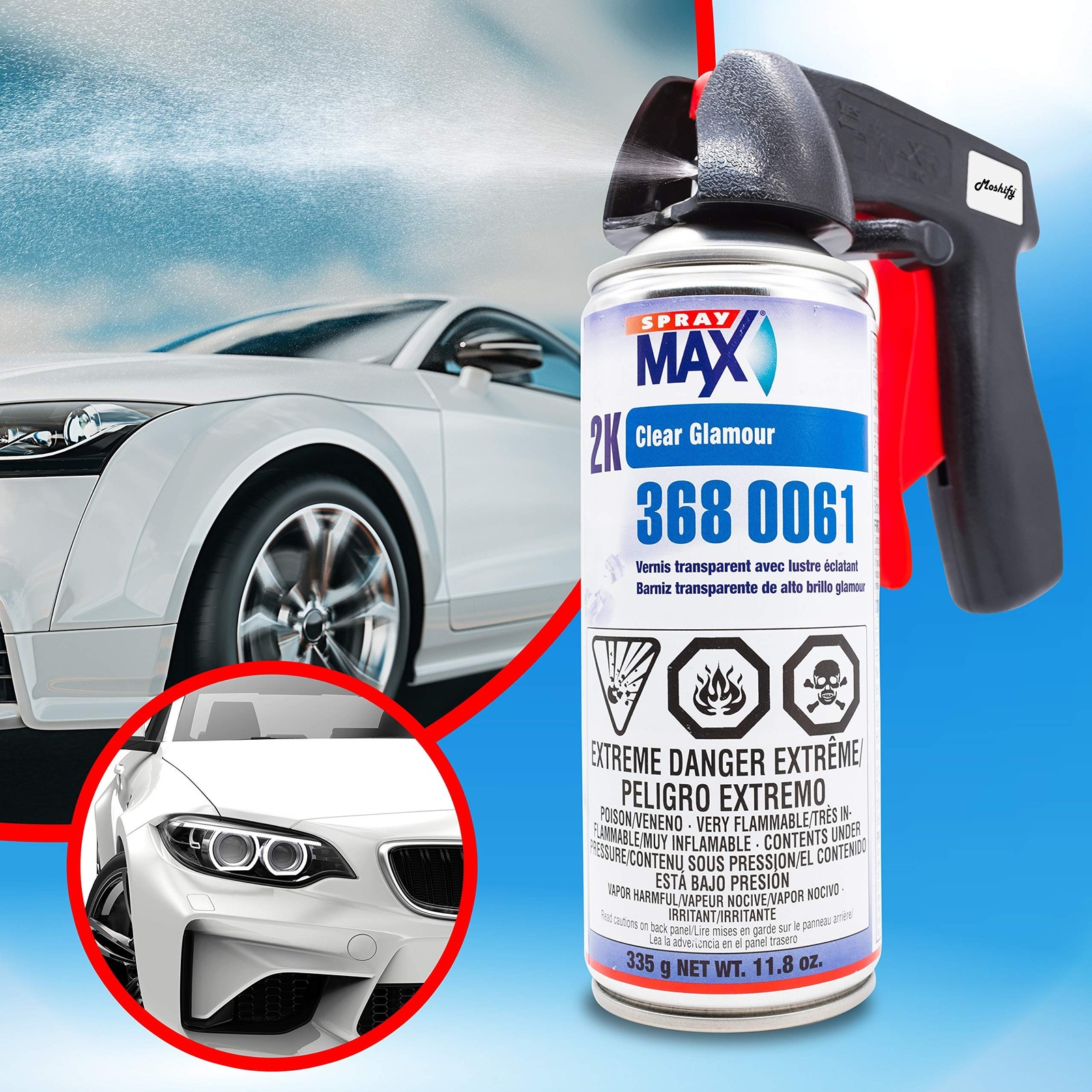 Spraymax 2K Clear Coat Aerosol Spray Can – High Gloss for Automotive Car Repa…
