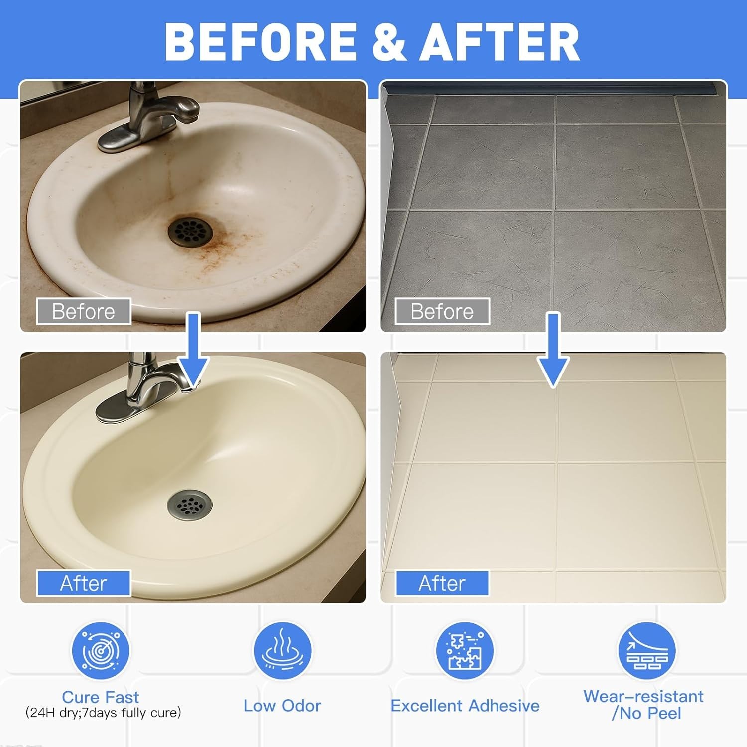 Complete Bathroom and Kitchen Tile Paint Kit with Tools – Durable & Easy Cleanup