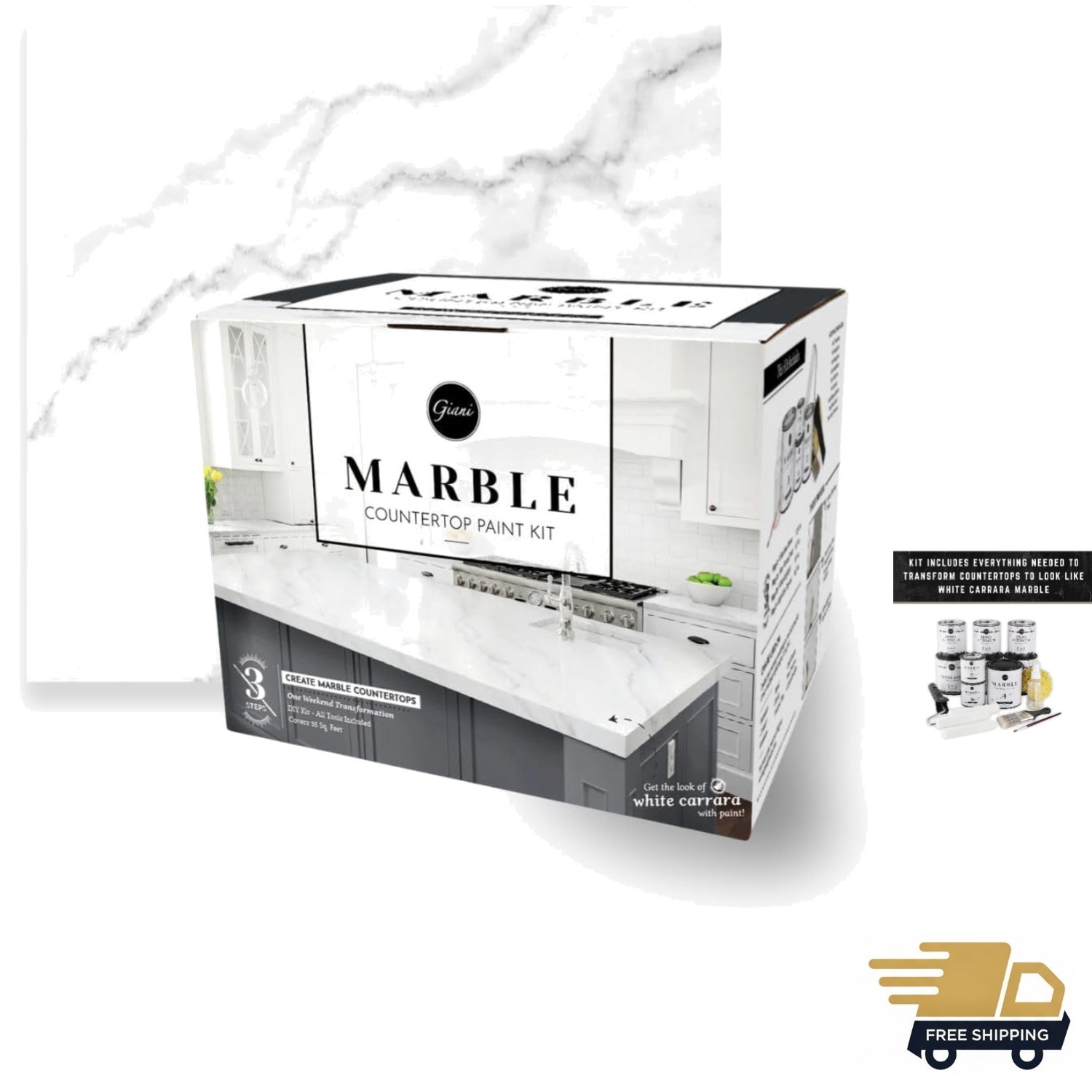 Marble Easy Epoxy Countertop Paint Kit Carrara White