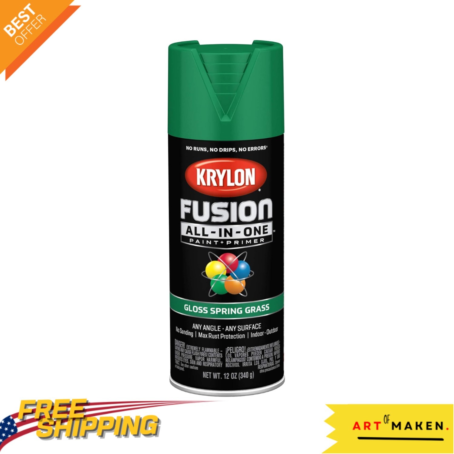 Spring Grass Adhesive Spray Paint 12 oz – Indoor/Outdoor Rust Resistant Finish