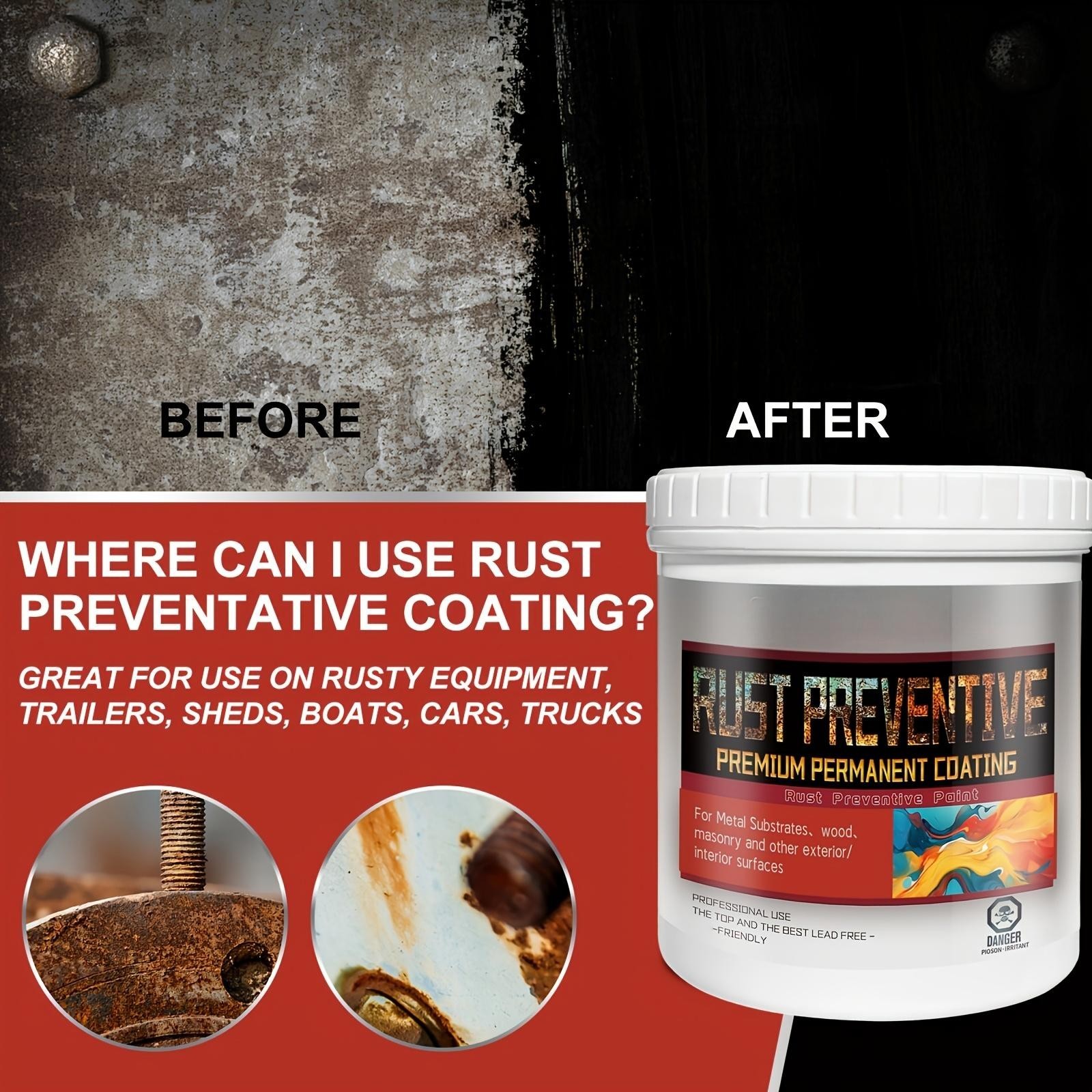 Water-based metallic paint,Anti-Rust Paint,Black 16 Fl Oz,Corrosion Permanently