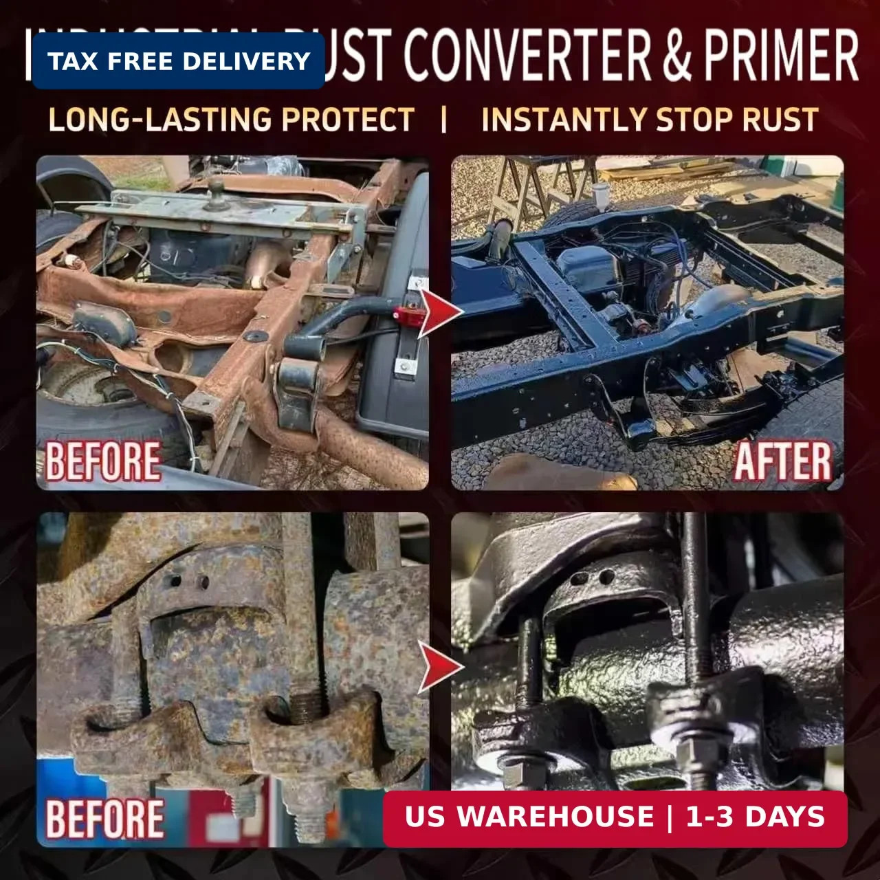 2 in 1 Rust Converter & Metal Primer, 35 oz Black Rust Reformer Paint for Metal,