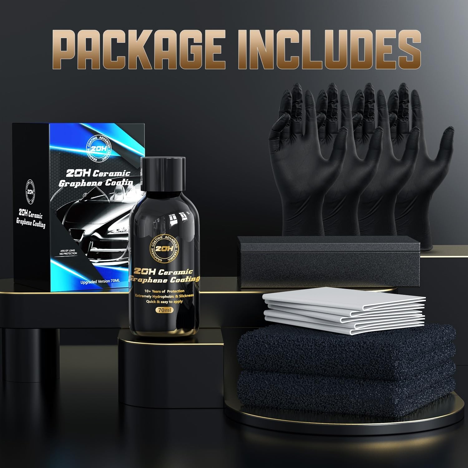 20H Professional Graphene Ceramic Coating for Cars (70ml) – 10+ Years Protect…