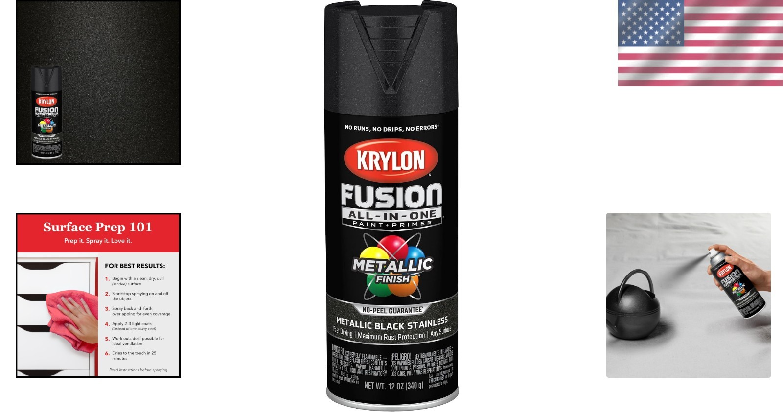Fast-Drying Rust Resistant 12 oz Aerosol Spray Paint – Black Stainless Steel