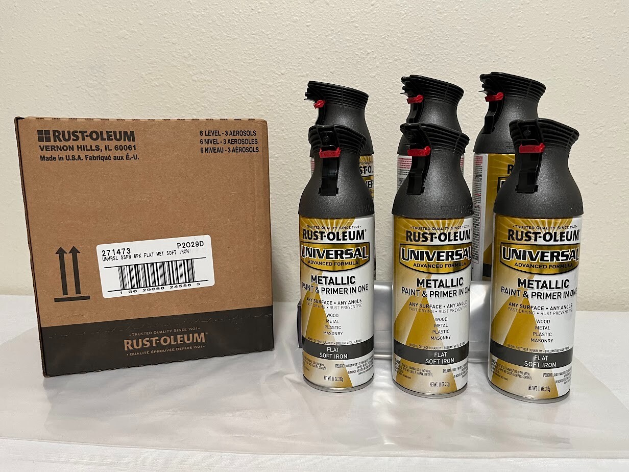 6 x Rust-Oleum ~ Metallic Flat Soft Iron Spray Paint 11 oz ea Factory Case