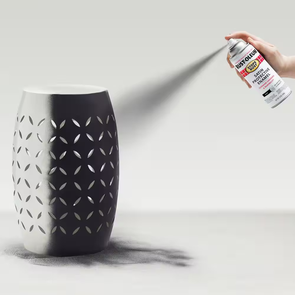 12 Oz. Protective Enamel Satin Black Spray Paint