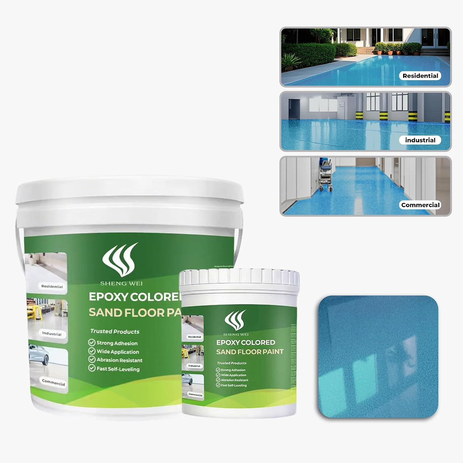 Self Leveling Epoxy Color Sand Floor Paint with Marble Texture Finish, 1 Gallon,