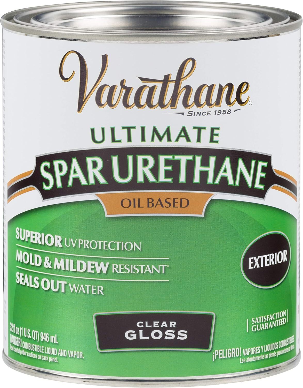 Varathane 242180H 1-Quart Classic Clear Oil Based Outdoor Spar 275 Voc Urethane,