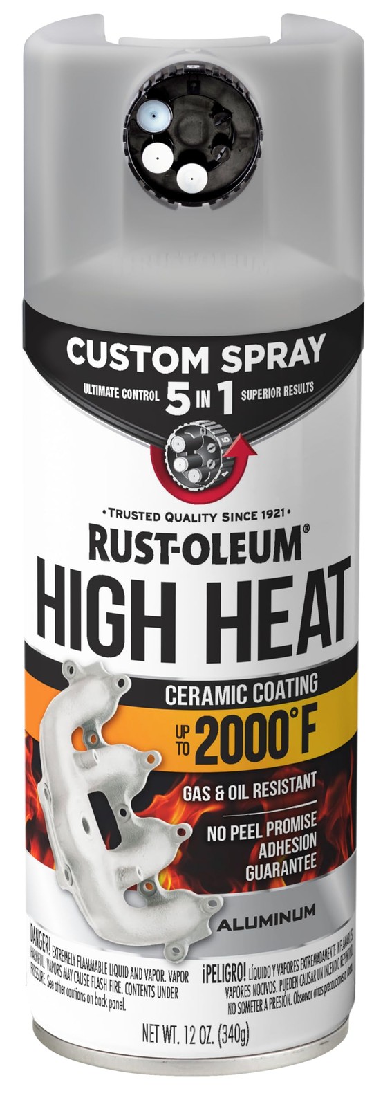 Rust Oleum High Heat 5 in 1 Spray Paint Flat Aluminum 5 Spray Patterns Heat