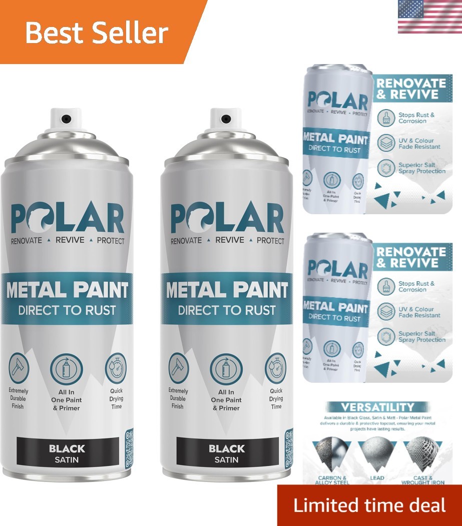 Rust Protection Spray Paint – Satin Black 2 Pack for Interior & Exterior Use