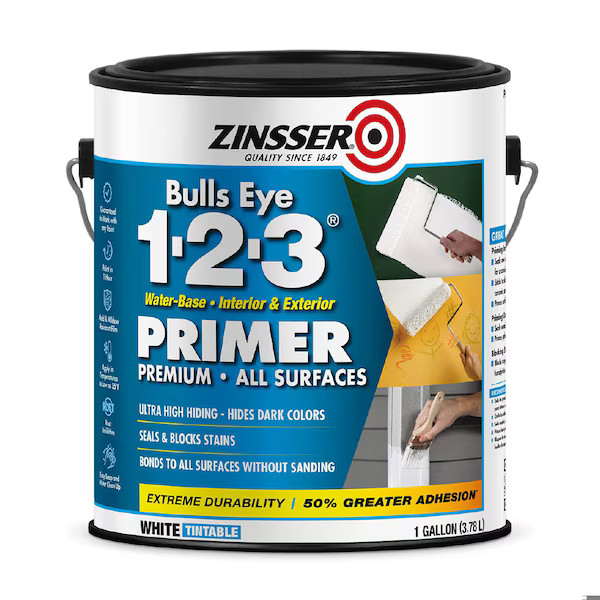 Zinsser Bulls Eye 1-2-3 Water Based Primer, White, 1 Gal. 2001 Zinsser 2001 1