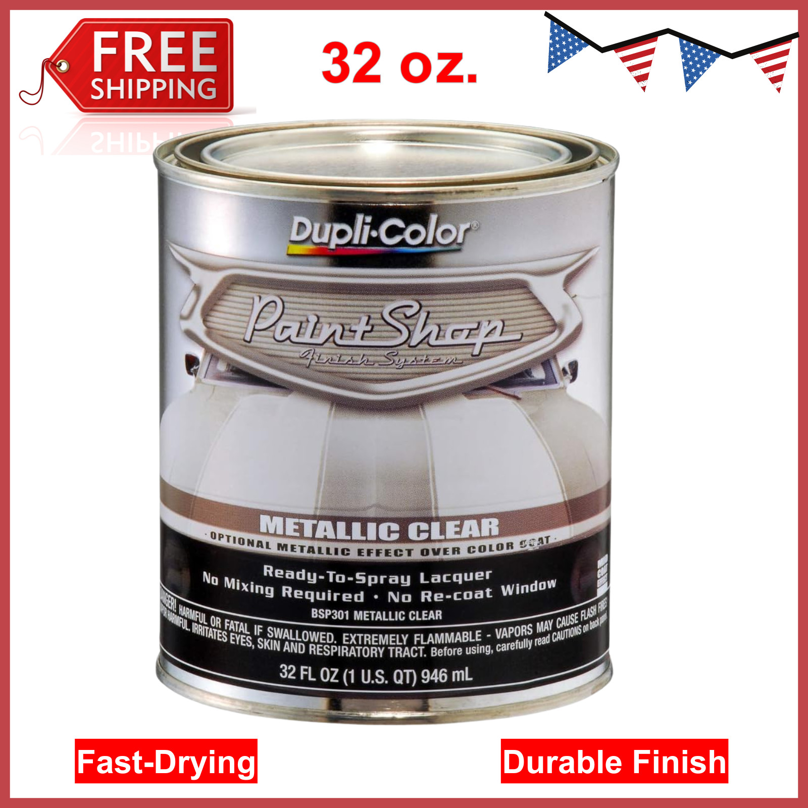 Dupli-Color BSP301 Metallic Clear Paint Shop Finish System Base Coat – 32 Fl Oz
