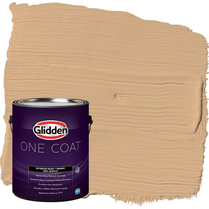 Glidden Exterior Paint Premiumr Brown/Cheddar Biscuit One Coat Satin 1-Gallon