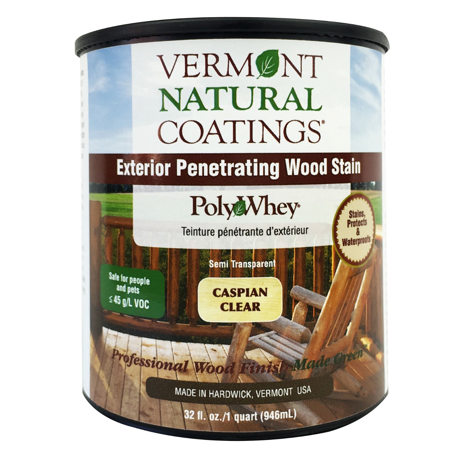 Vermont Natural Coatings PolyWhey Exterior Penetrating Stain Caspian Clear qt